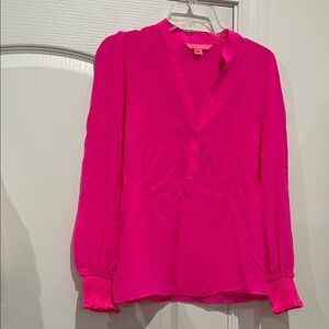 Lily Pulitzer BRIGHT PINK size small SILK Elegant Fuchsia Blouse for Women